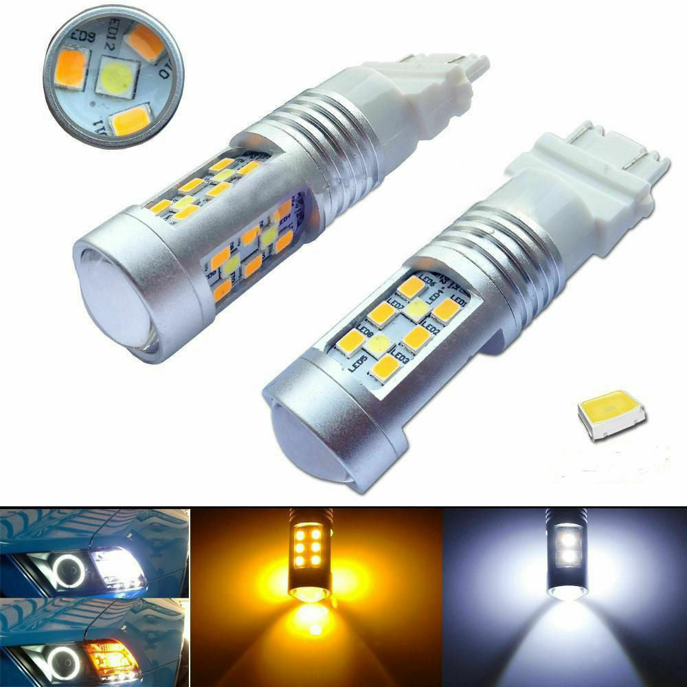 Double Amber Color Switchback White 3157 Bulb Led Signal Light  28 Cms