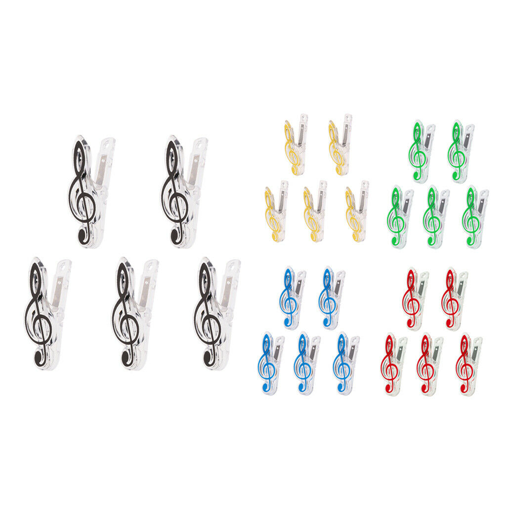 2X 5 Pieces Music Note Clip Music Book Page Plastic Music Stataionary Black
