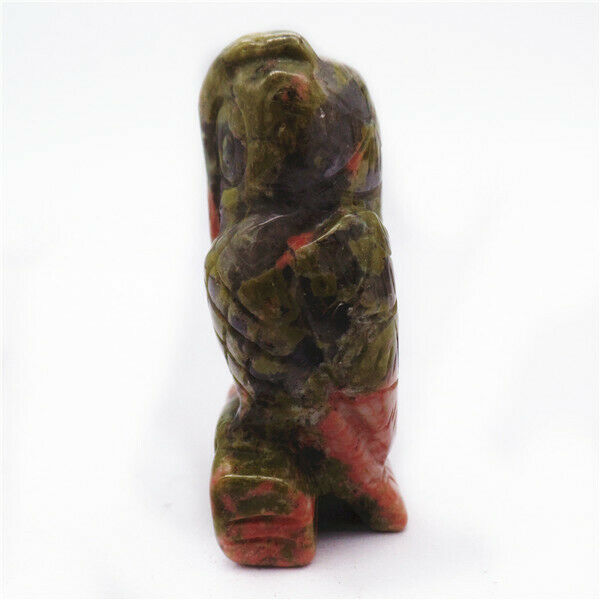 48x28x18mm Natural Unakite Jasper Carved Owl Decoration Statue Home Decor HH7926