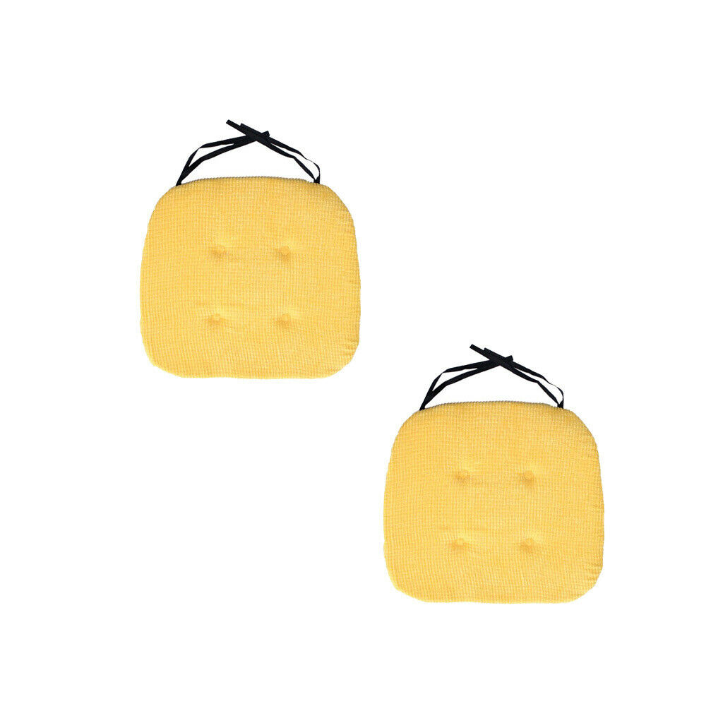 2-Piece Yellow Non- Polyester Seat Cushion with Ties 16 X 16 Inch