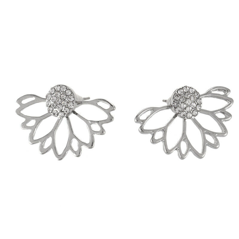 3 Pairs Lotus Flower Ears Jackets For Women Girls Simple Chic Ear Stud Ears L1M4