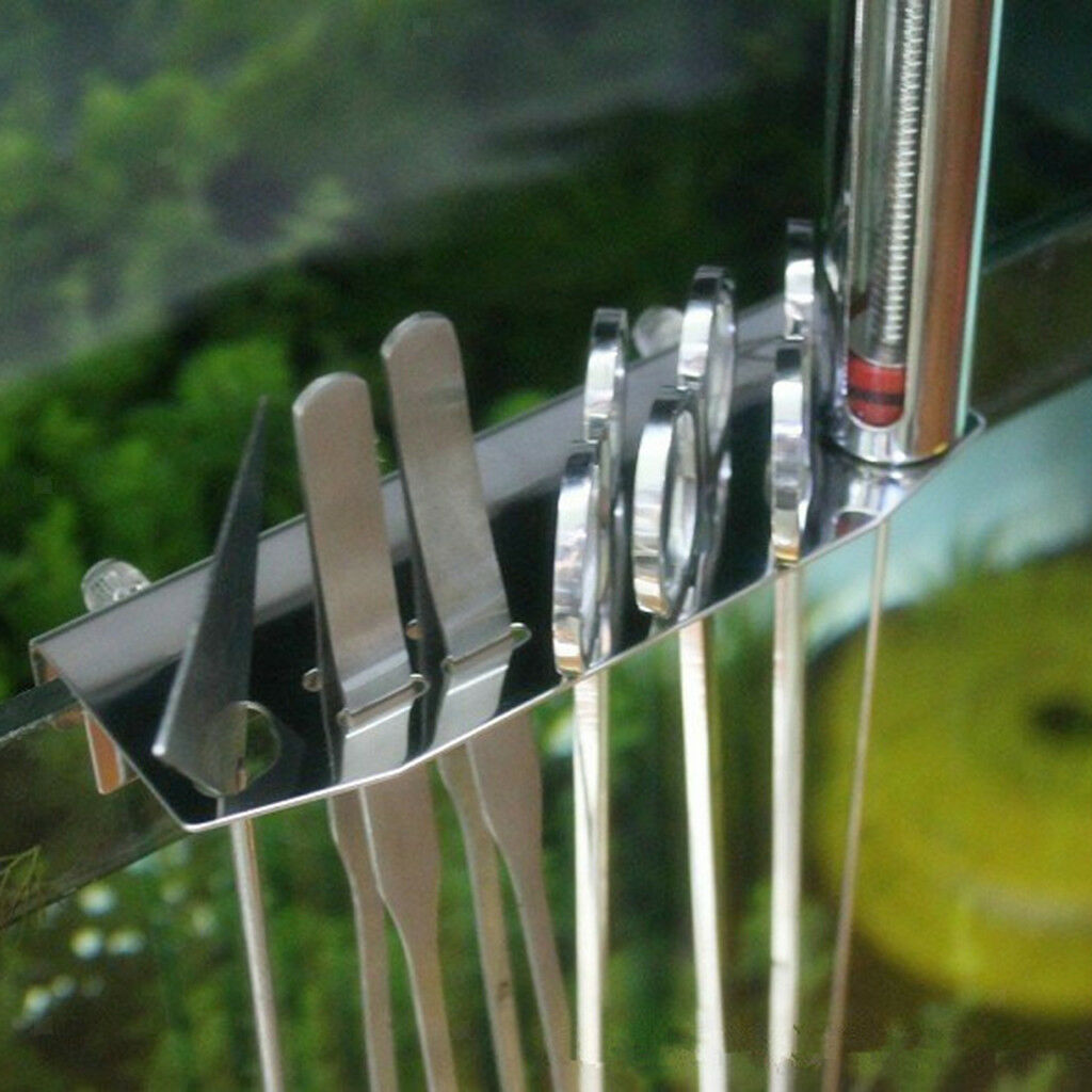 Aquarium Aquascaping Kits Holder Tweezer Scissors Spatula Rack Tank Mounted