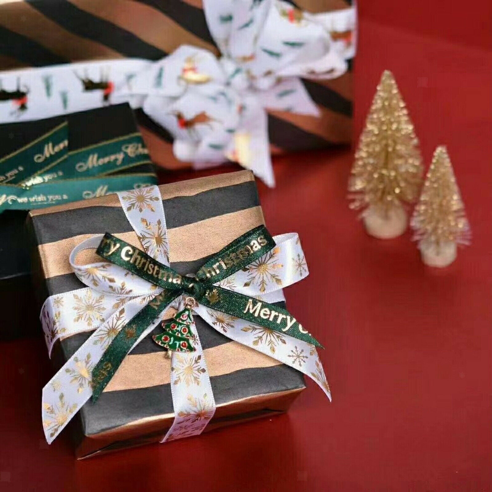 8Roll Christmas Ribbon Grosgrain Stain Trimming Gift Wrapping Wedding Season