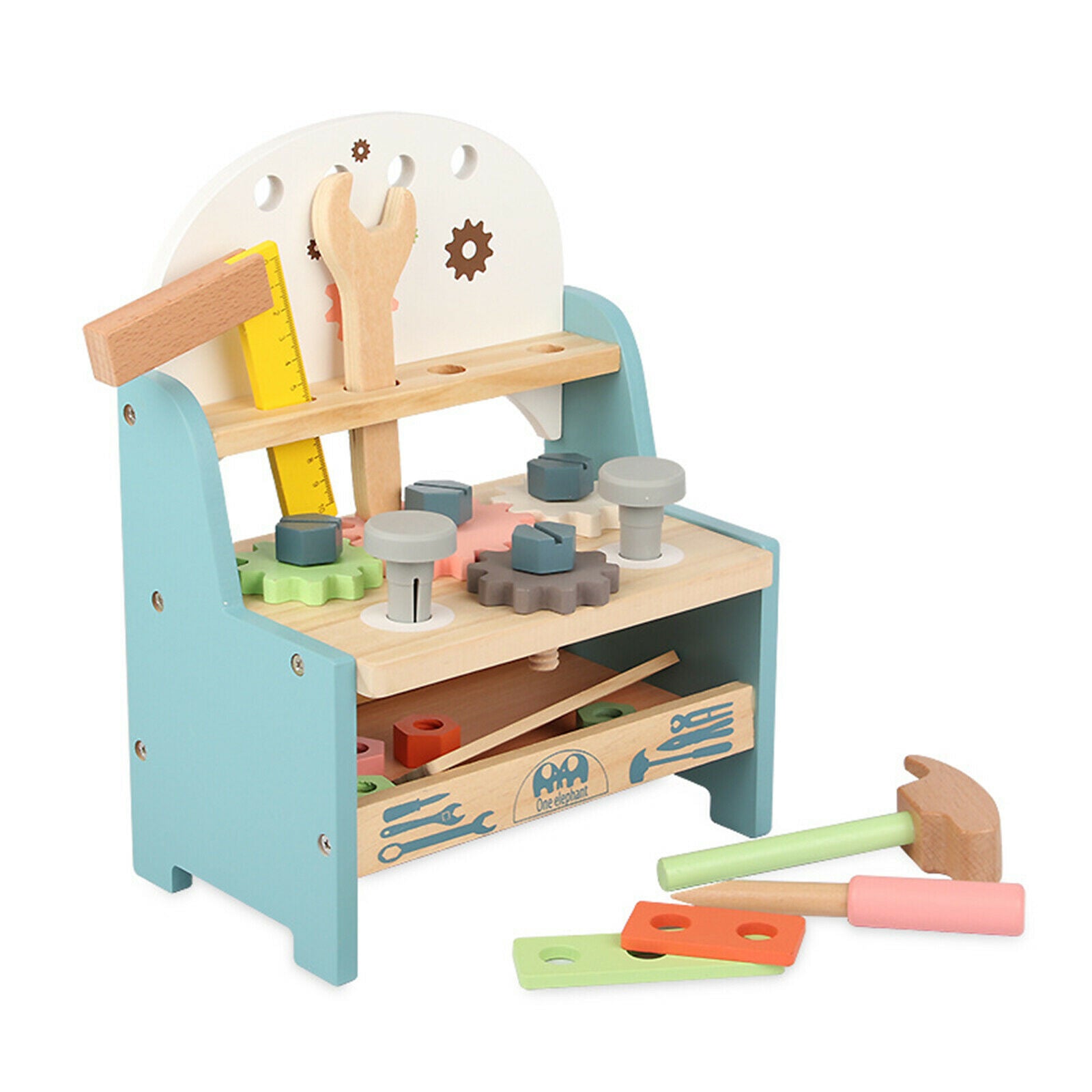 26PCS Wooden Workbench Set Workshop Nuts, Screwdriver, Ruler Set Tools Gift