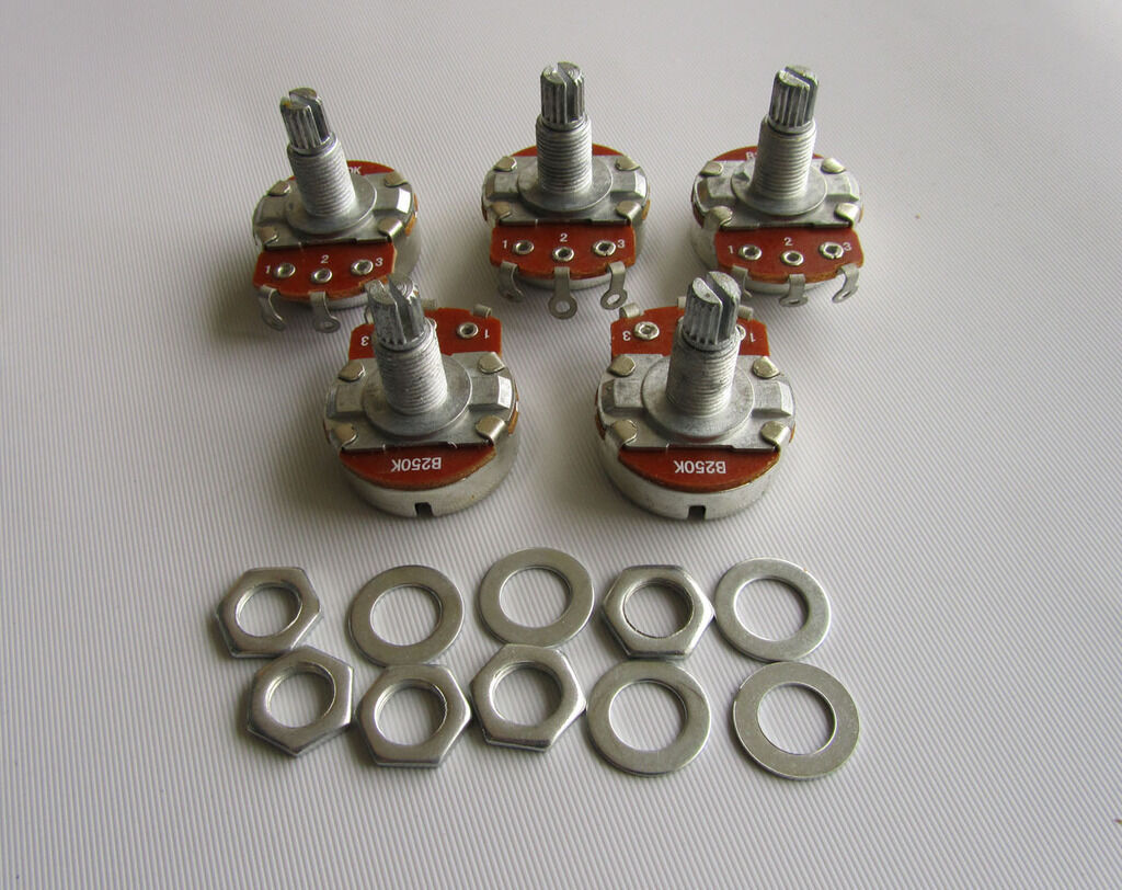 5x B250K Large Linear Guitar Pots 18mm Long Shaft 250K Potentiometer