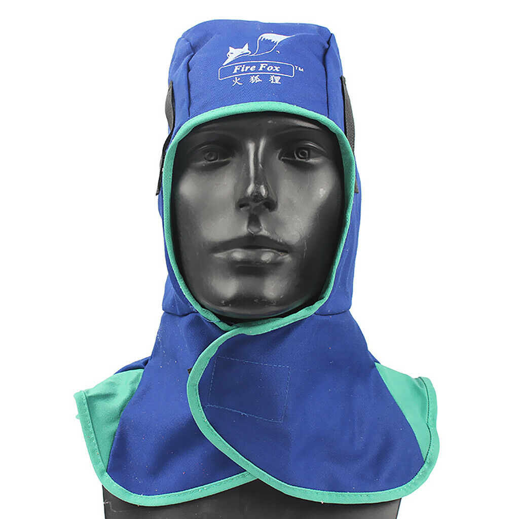 2 Pcs Flame Retardant Safety Helmet Welding Neck Head Protective Hood - Blue