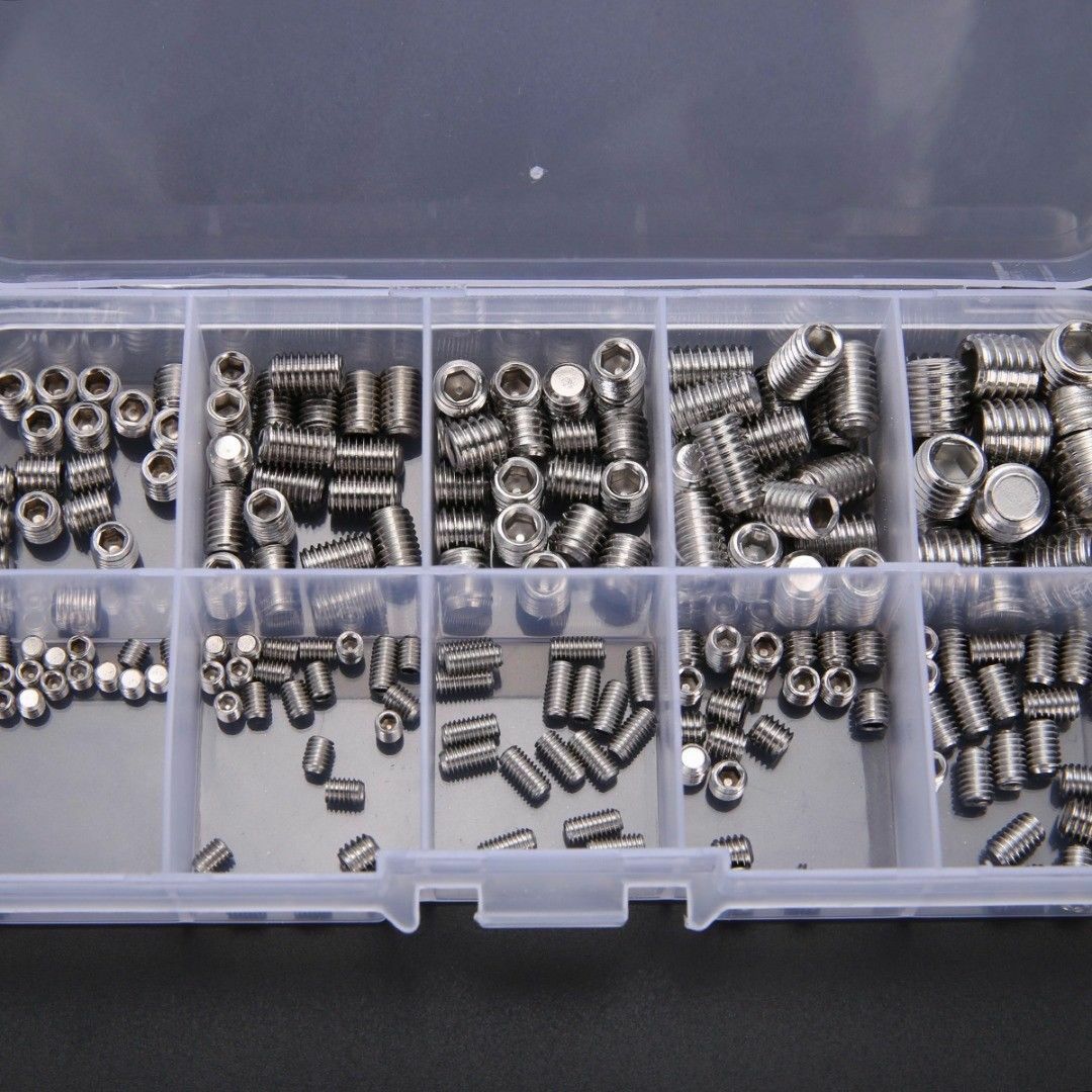 200pcs M3-M8 Stainless Steel Hex Socket Set Screw Grub Screws Assortment Kit NEW