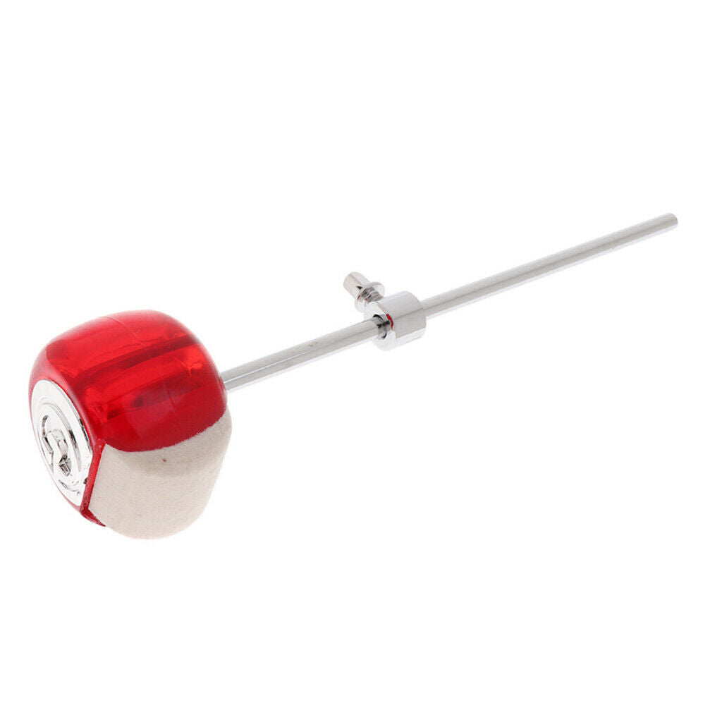 Pack of 2 Bass Drum Single Foot Pedal Mallets Metal Shank for Drum Players Red