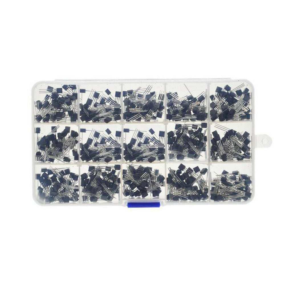 Portable 600pc 15Value NPN PNP Transistor TO-92 Assortment Kit Set W/Box Hot #ur