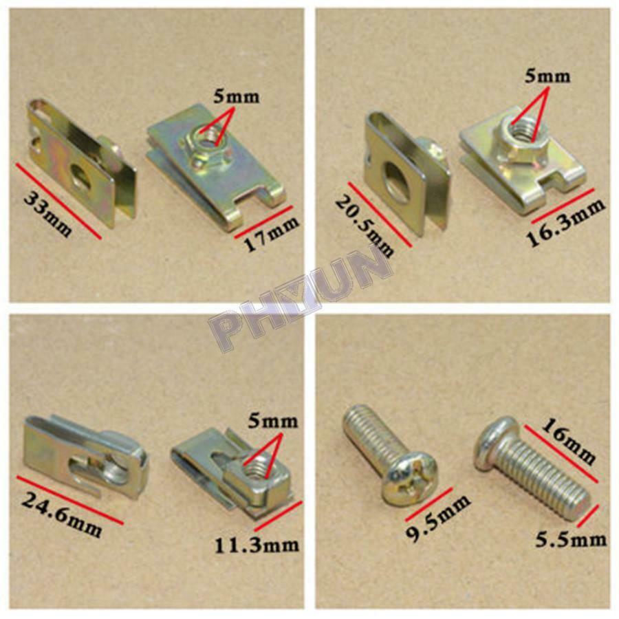 100x Mixed Fasteners Screws U Type Clips Car Panel Fender Repair Accessories