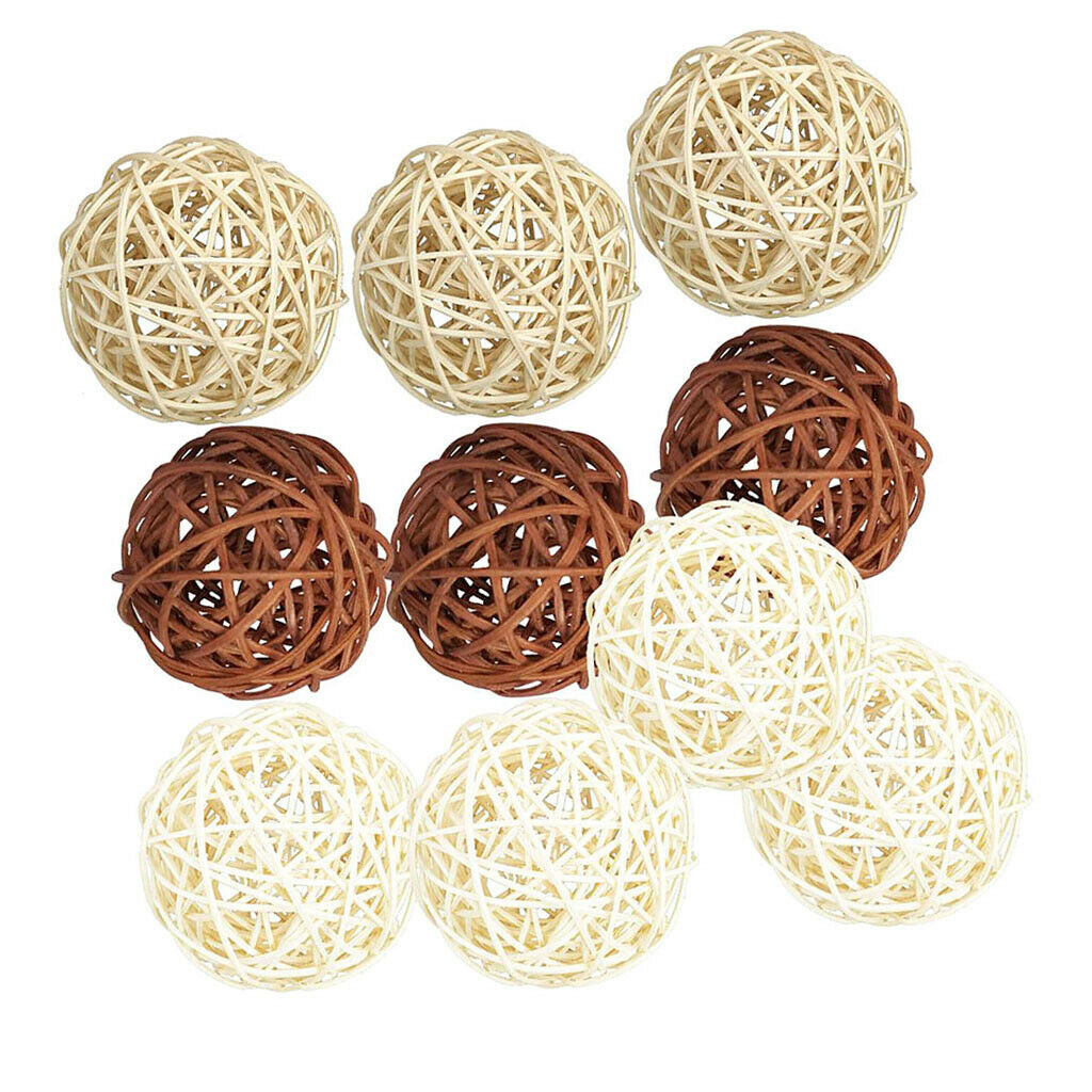 10x Rattan Wicker Cane Balls for Table & Florist Decoration Designs Ornament