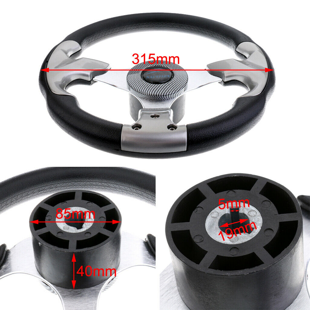 Yacht Boat Steering Wheel with Black Foam Grip Cover - Aluminum Alloy, 3 Spoke -