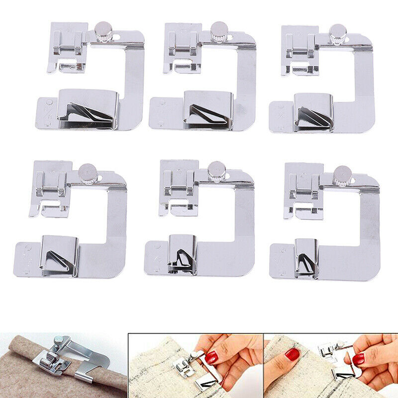 6Pcs/set Domestic Sewing Machine Foot Presser Rolled Hem Feet for Brother SiBDD