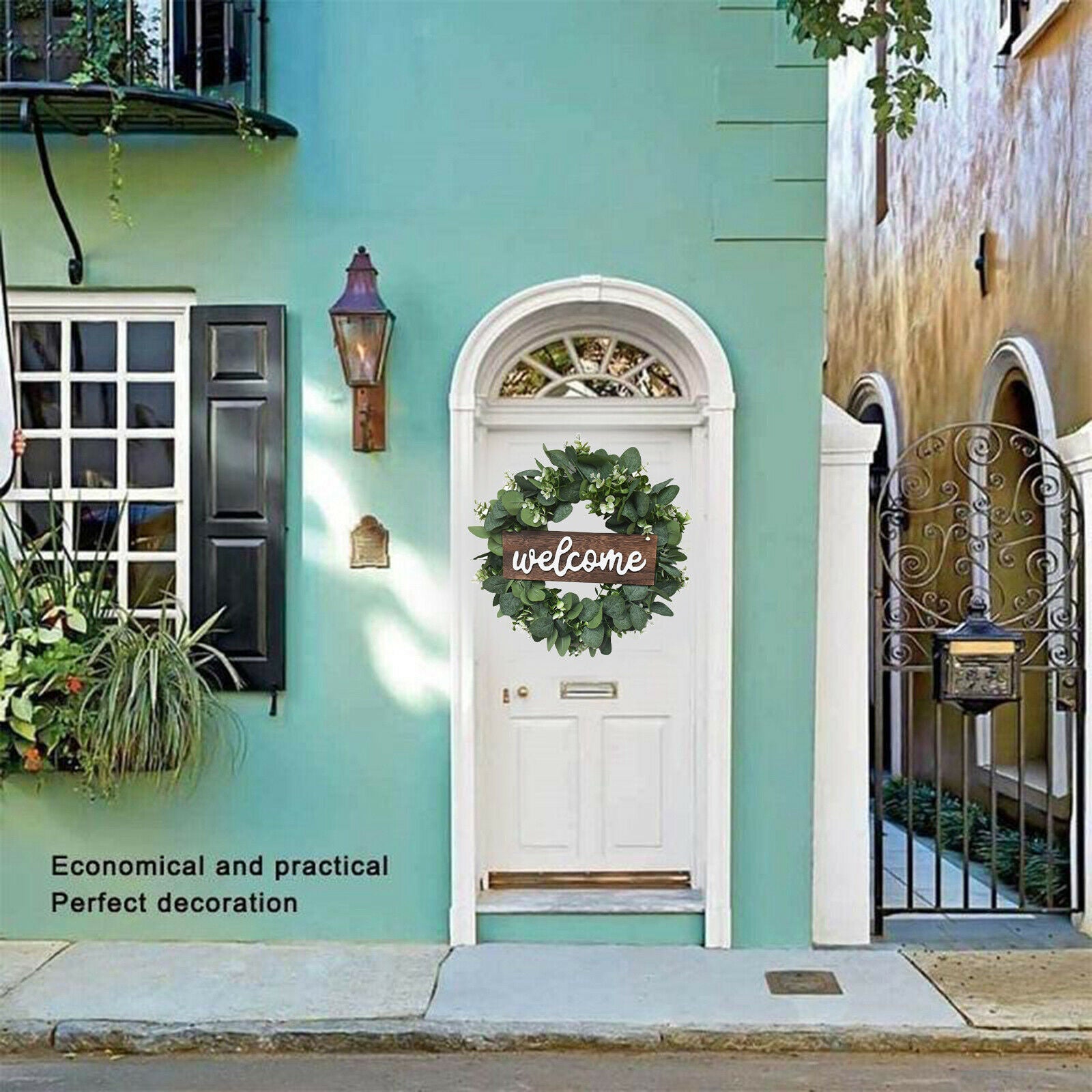 Welcone Greenery Wreath Garland for Farmhouse Home Door Wall Hanging Decor