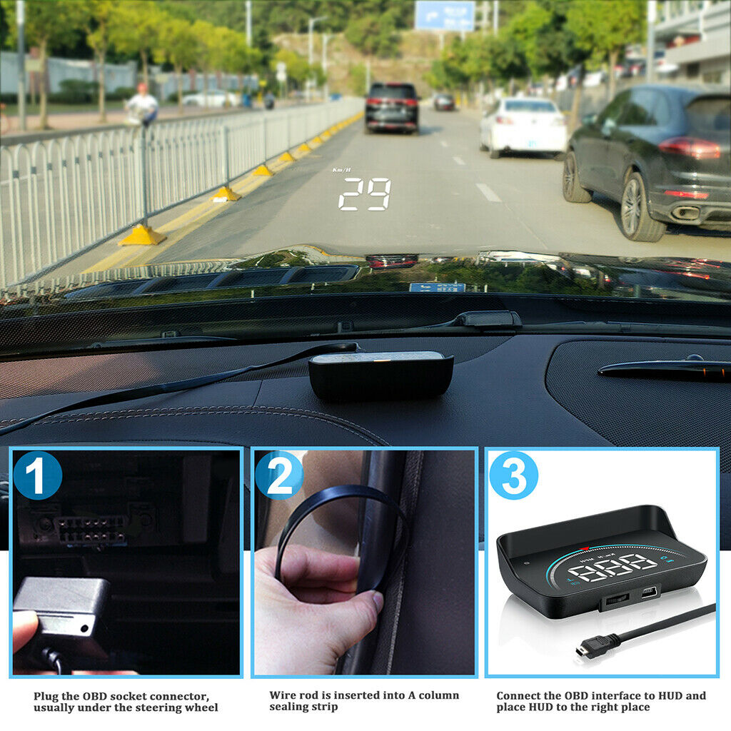Auto Hud Head Up Display Speeding Warning Windshield Projector 3.5x2.1x1inch