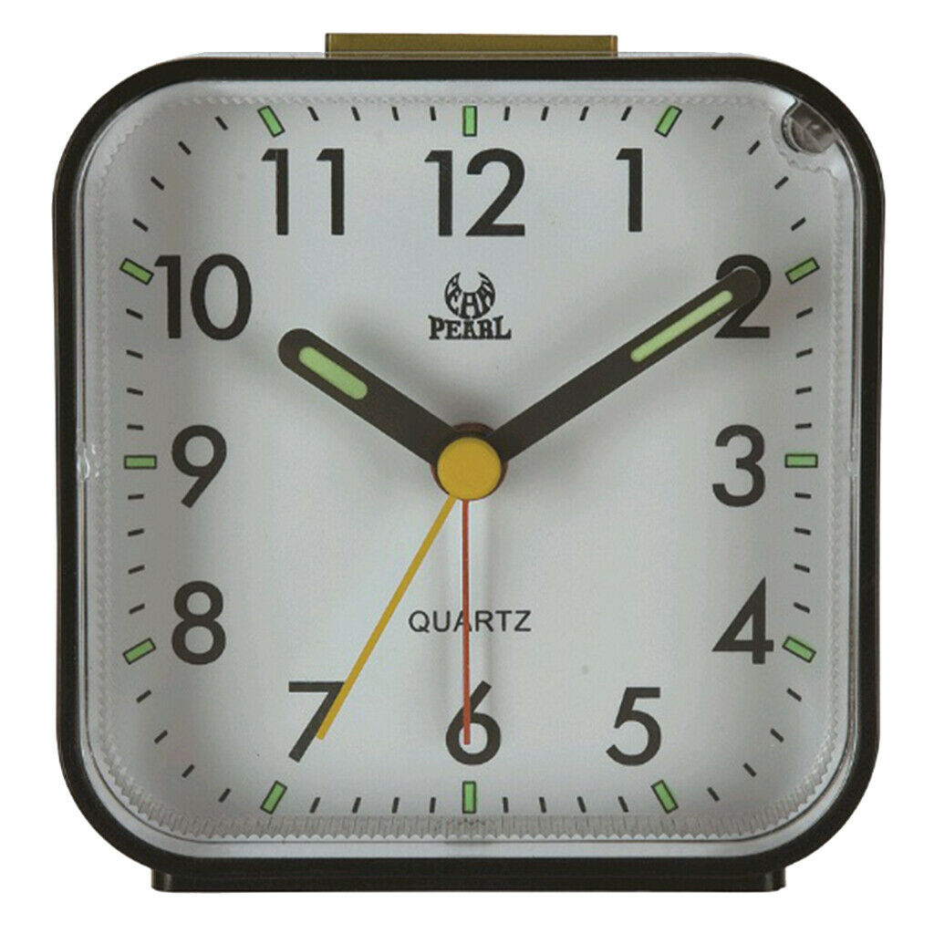 Travel Alarm Clock Mini Non-ticking Quartz Clock w/Night Light Quiet Black