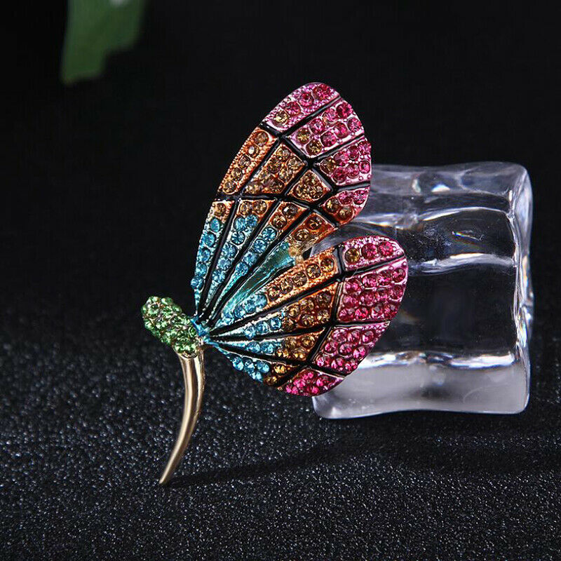 Retro Rhinestone Butterfly Insect Brooch Lapel Scarf Pin Women Luxury Jew.l8