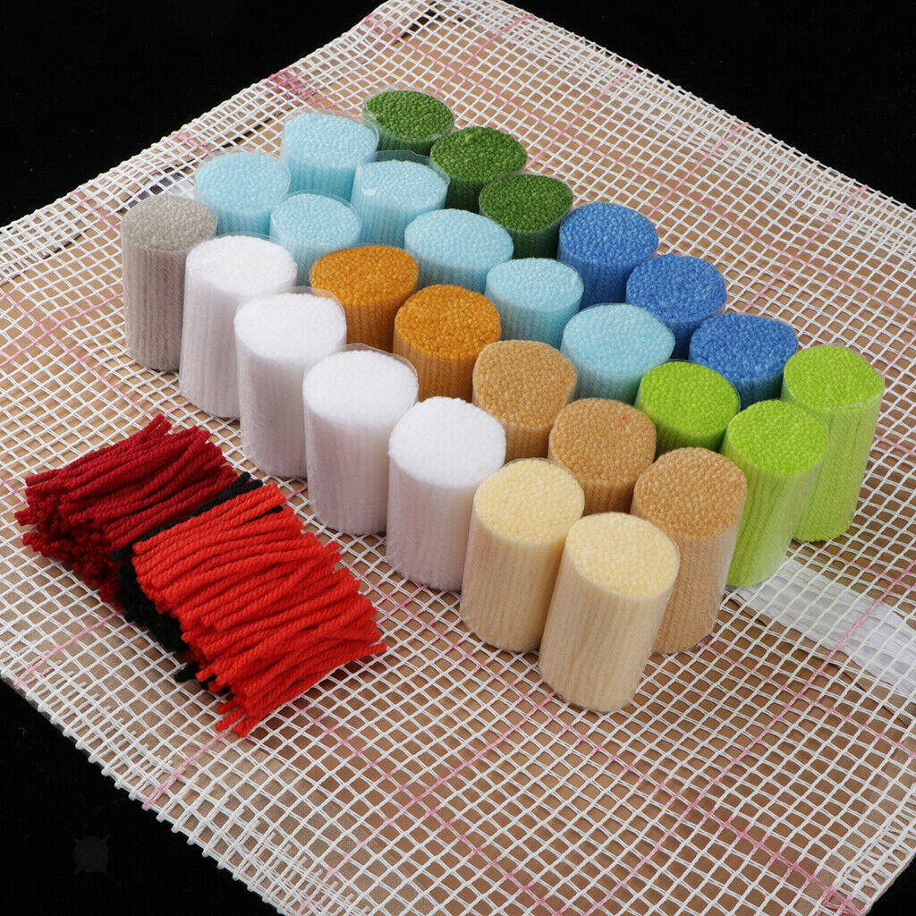 1 Set Seaside Landscape Latch Hook Kit with Basic Tools 17x17in Handicraft