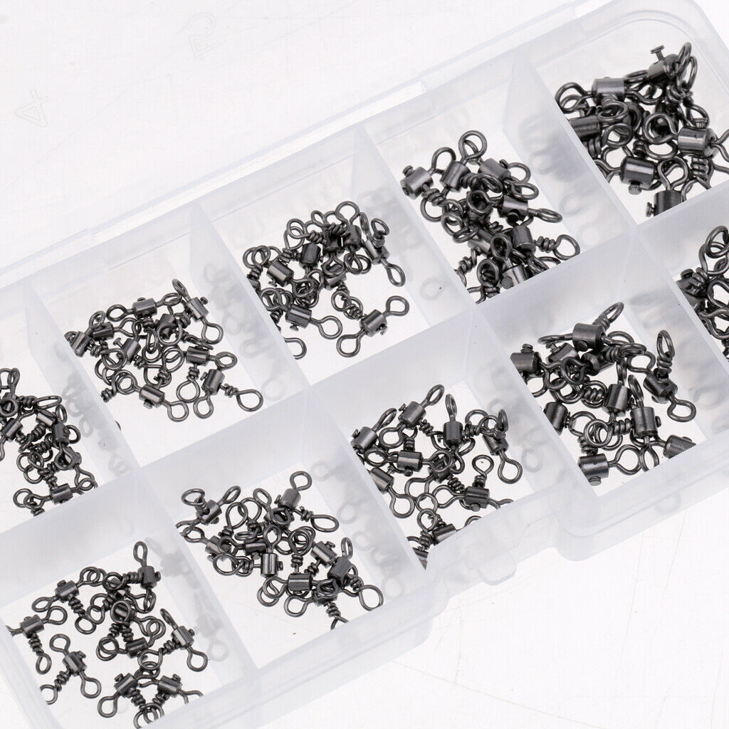 100pcs/box Heavy Duty 3 Way Fishing Rolling Swivels Rigs Link 2#/4#/6#/7#/8#