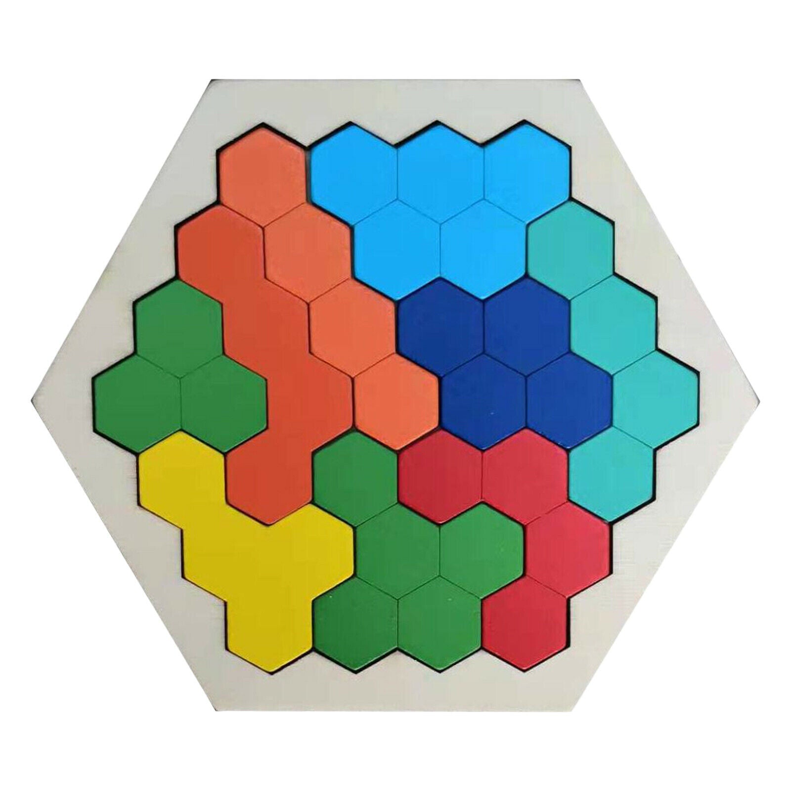 Wooden Hexagon Building Block Puzzle Jigsaw Montessori Game Gift for Kids