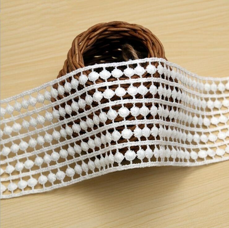 4 Yards White Milk silk wide Hollow lace sewing crafts Accessories 7.5cm