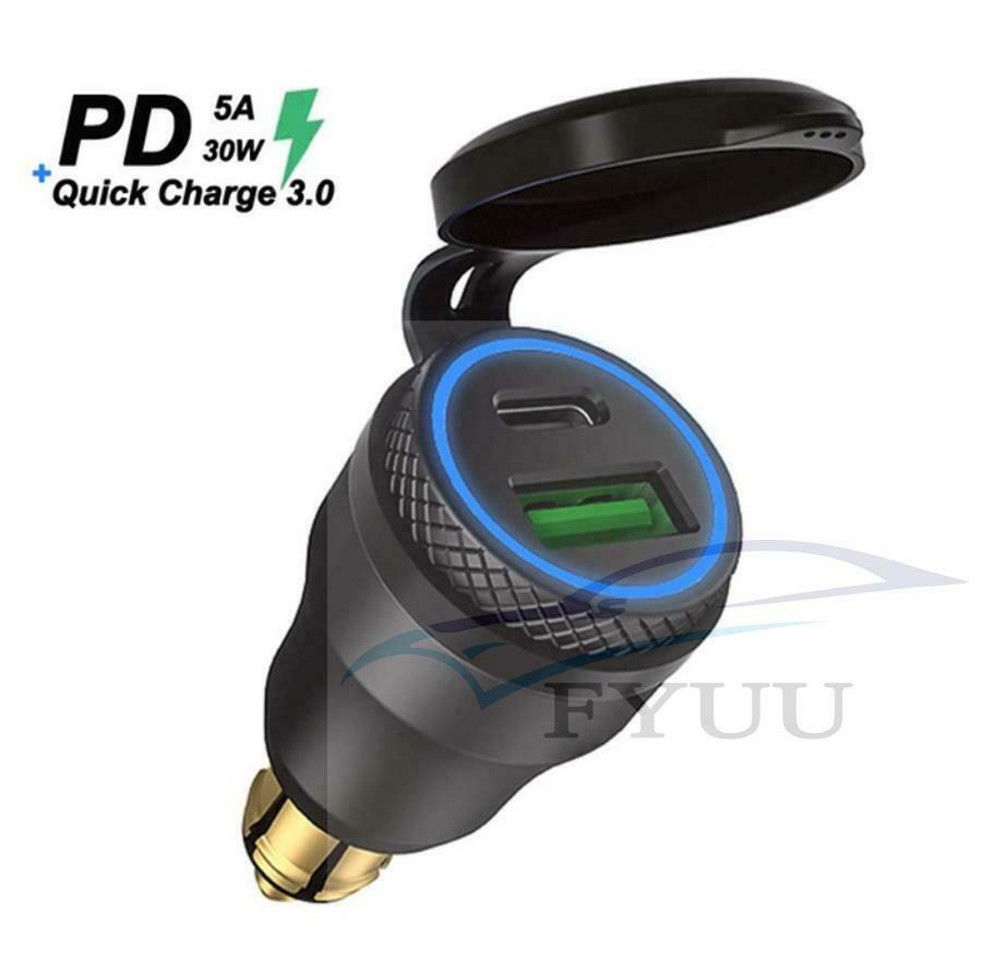 Type C Dual USB Fast Charger Power Adapter Socket For BMW Motorcycle Hella
