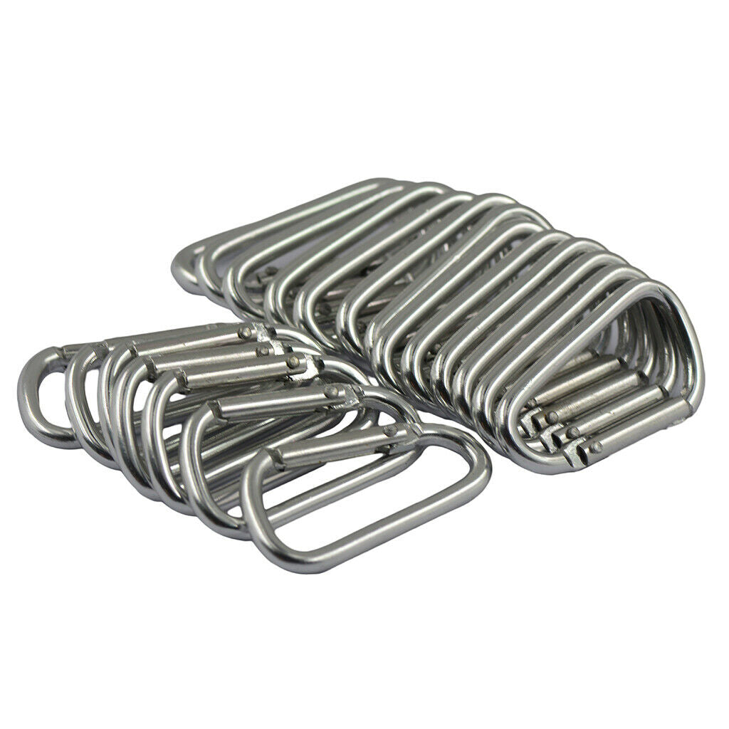 20 Pack Carabiner D Shape Buckle Durable Keychain Multipurpose for Traveling