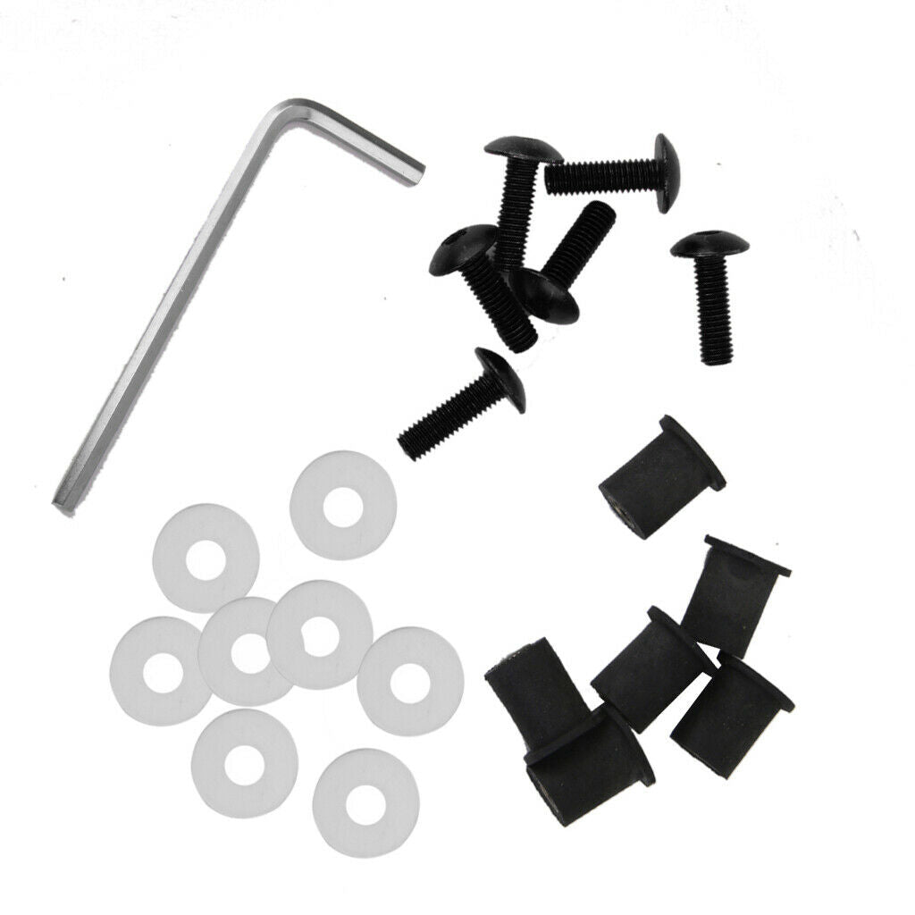 4mm + 5mm Fairing Windscreen Screw Bolt Windshield Mounting Nuts Kit Green