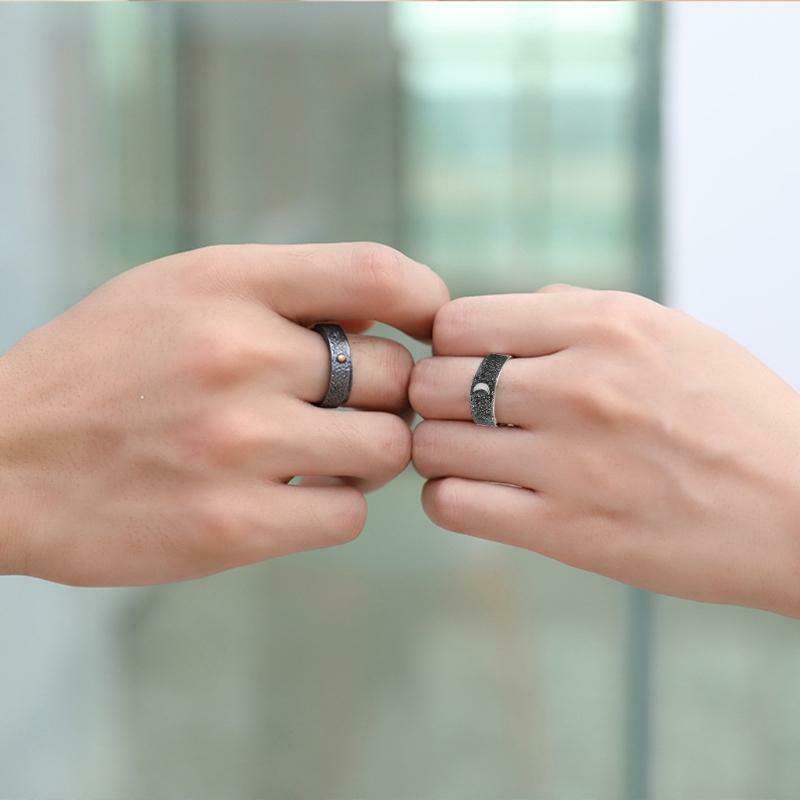 Simple Moon Sun Couple Rings for Lover's Fashionable Wedding Anniversary Gift