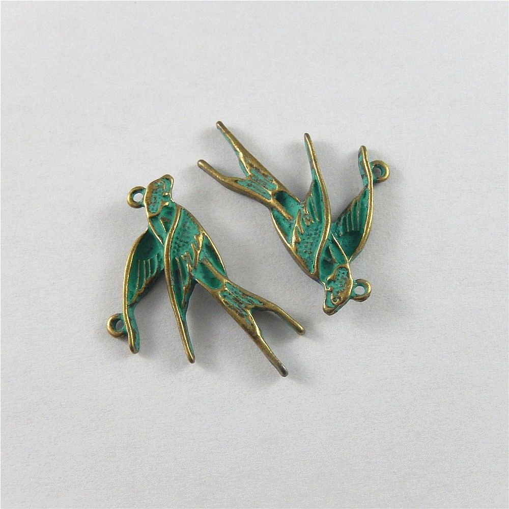 40 pcs Retro Swallow Patina Charm Bird Pendant DIY Making Craft Alloy 30*18*4mm