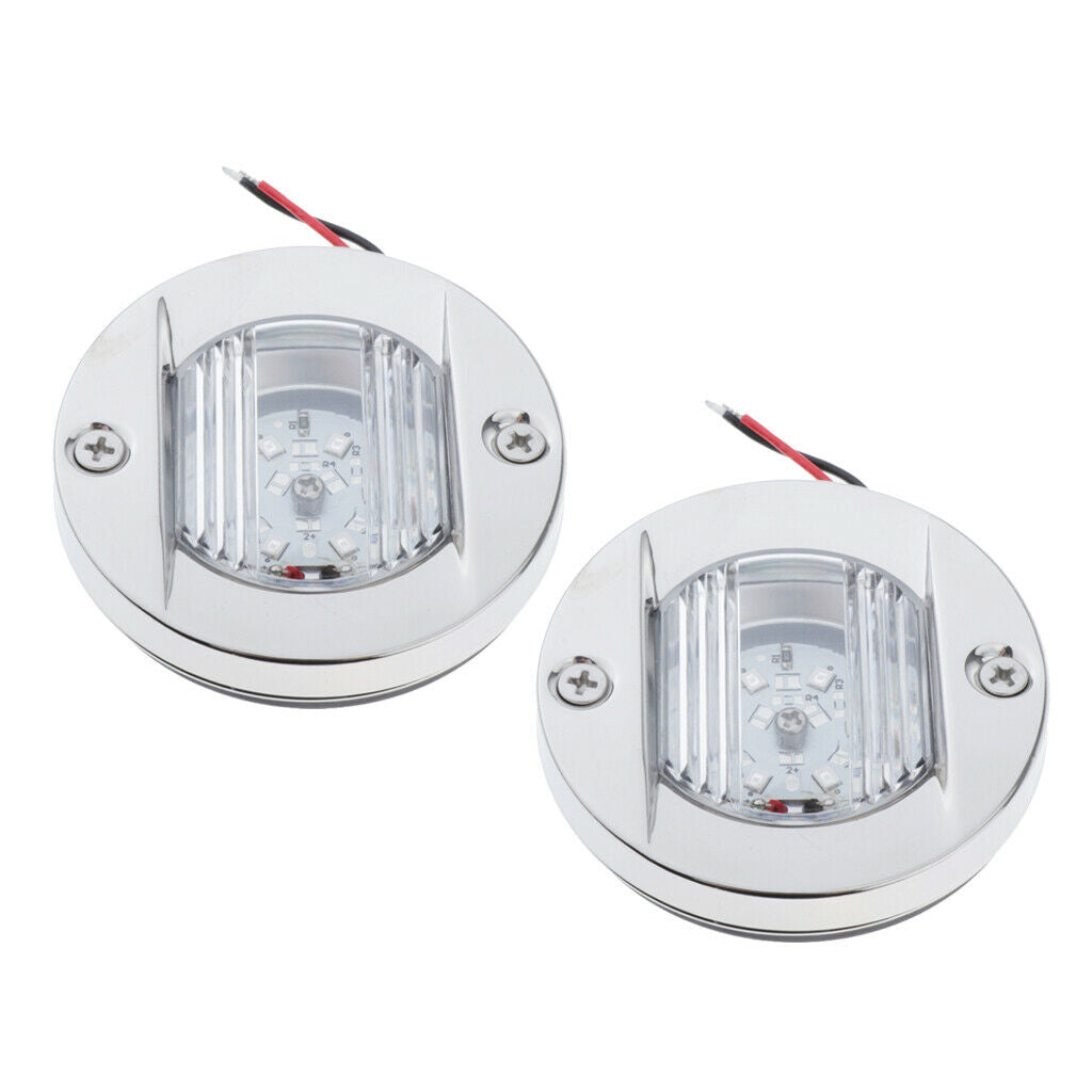 2Pcs Waterproof RV LED Rail Light Blue Pin 12V 2.2W Brushed Bezel S.S.304