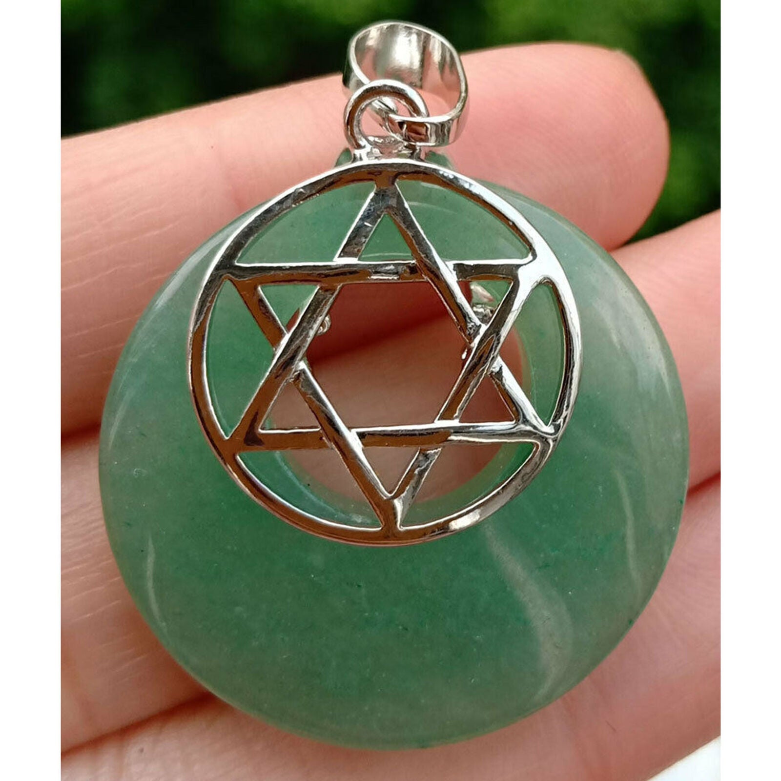Aventurine stone Star of David Pendant Chakra Reiki Healing Amulet Energy