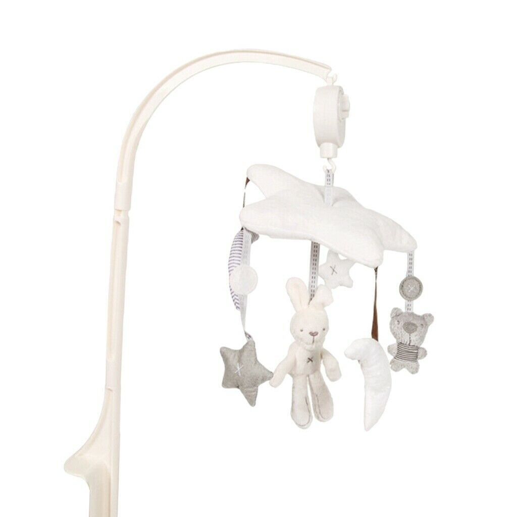 Baby Crib Music Mobile Hanging Rotating Playing Teether White