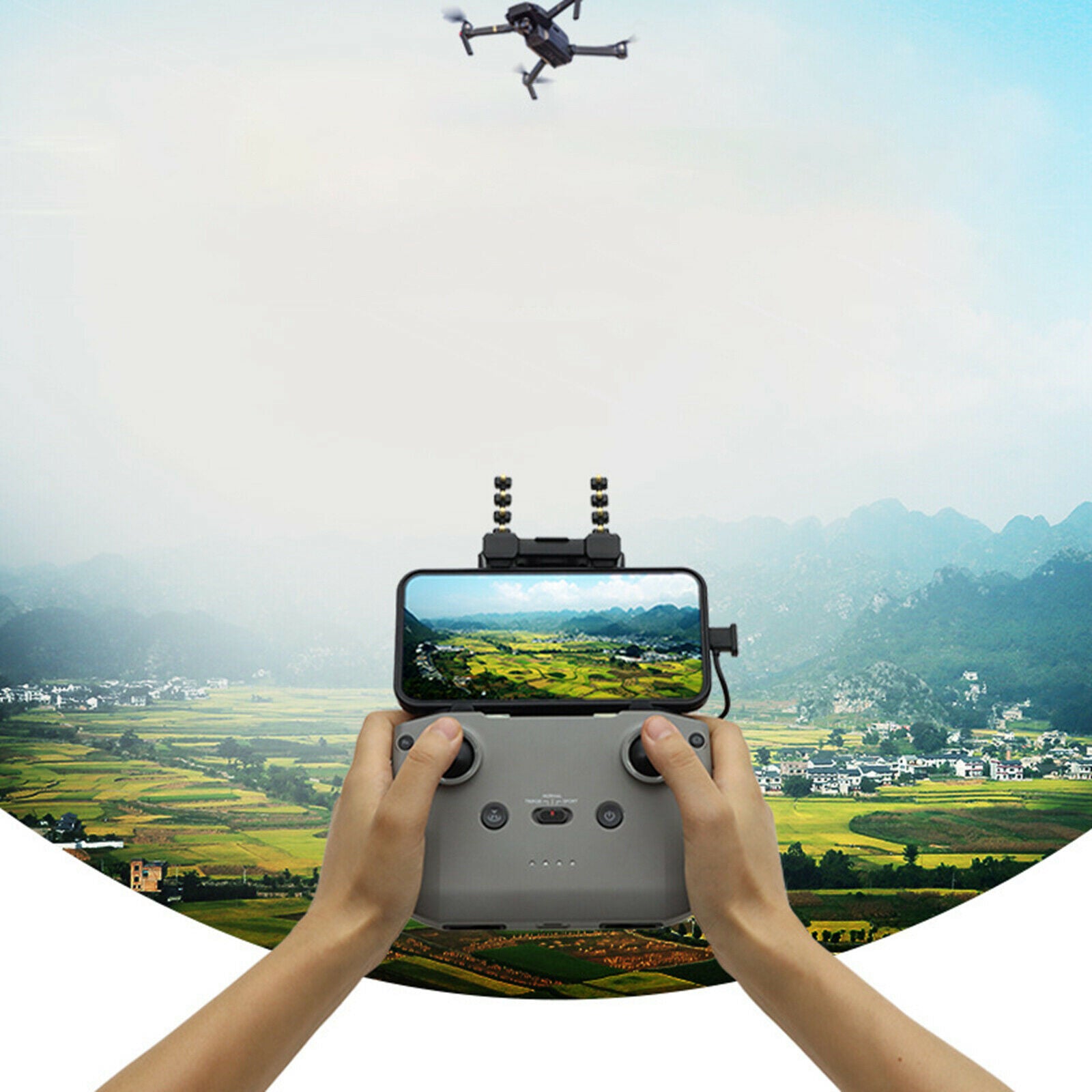 1-Pair Remote Controller Yagi Antenna Signal Booster Range Extender for DJI