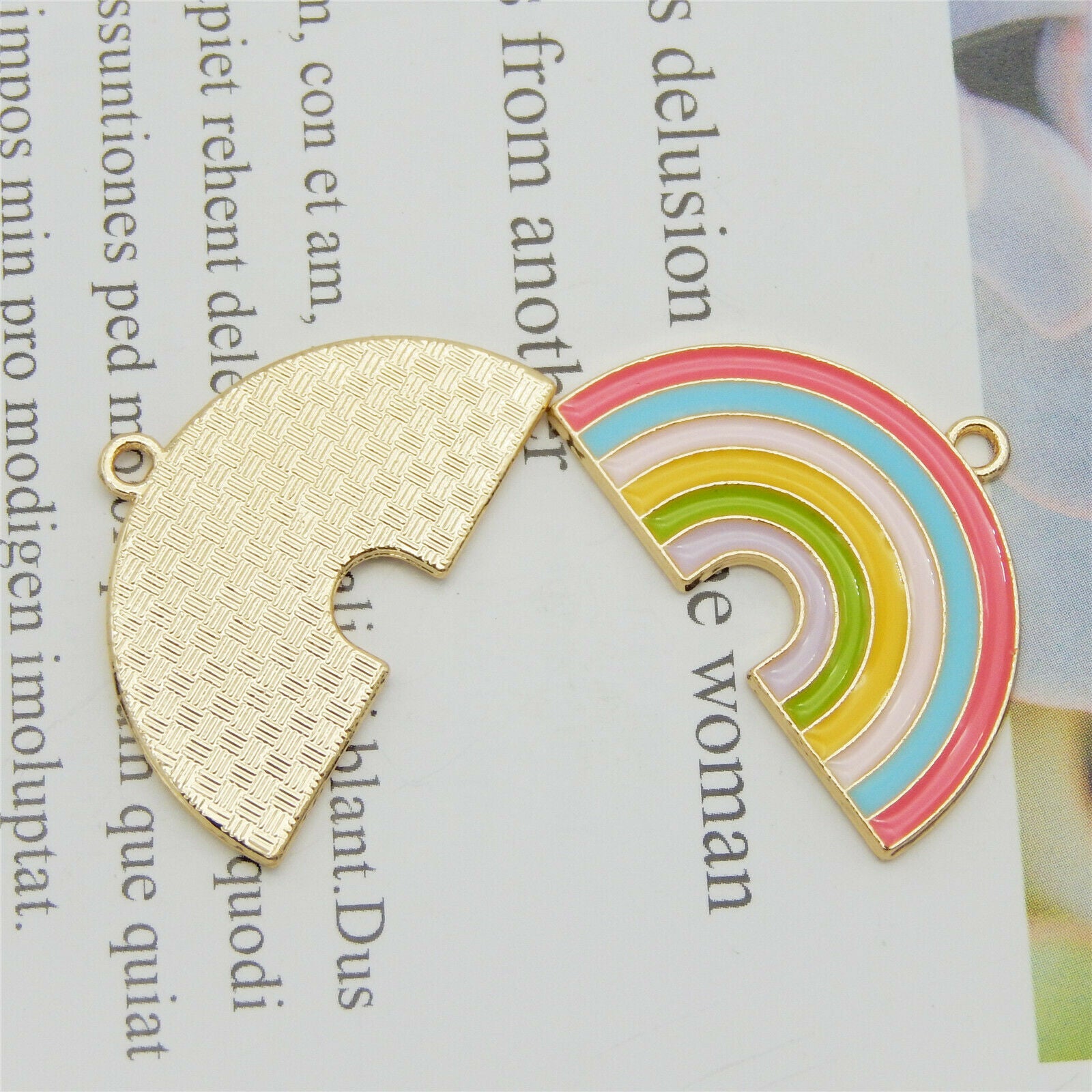 12 pcs Colorful Rainbow Enamel Charm Earring Pendant Dangle Alloy Crafts 32*20mm