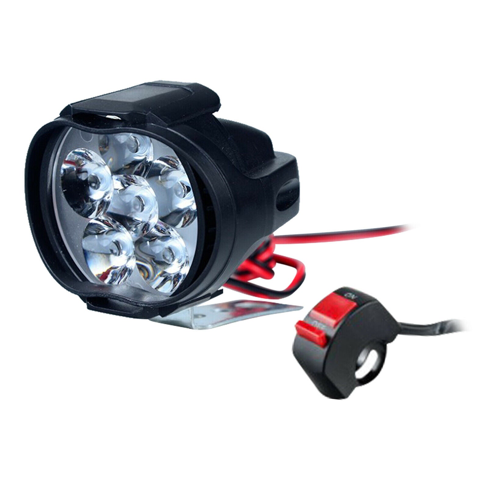 Universal 6 Led Motorcycles Biking Scooter Headlight Switch Head Light Black