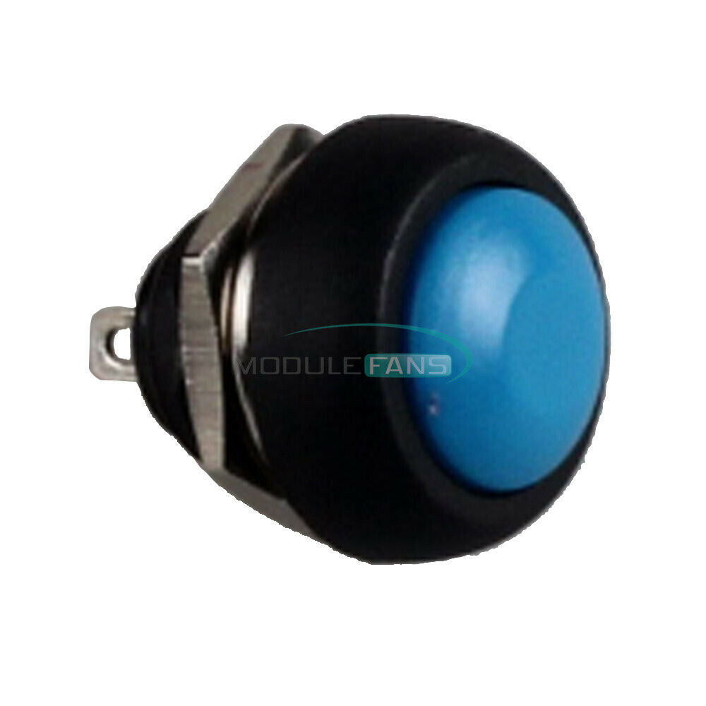 2PCS Blue 12mm Mini Waterproof Momentary ON/OFF Push Button Round Switch