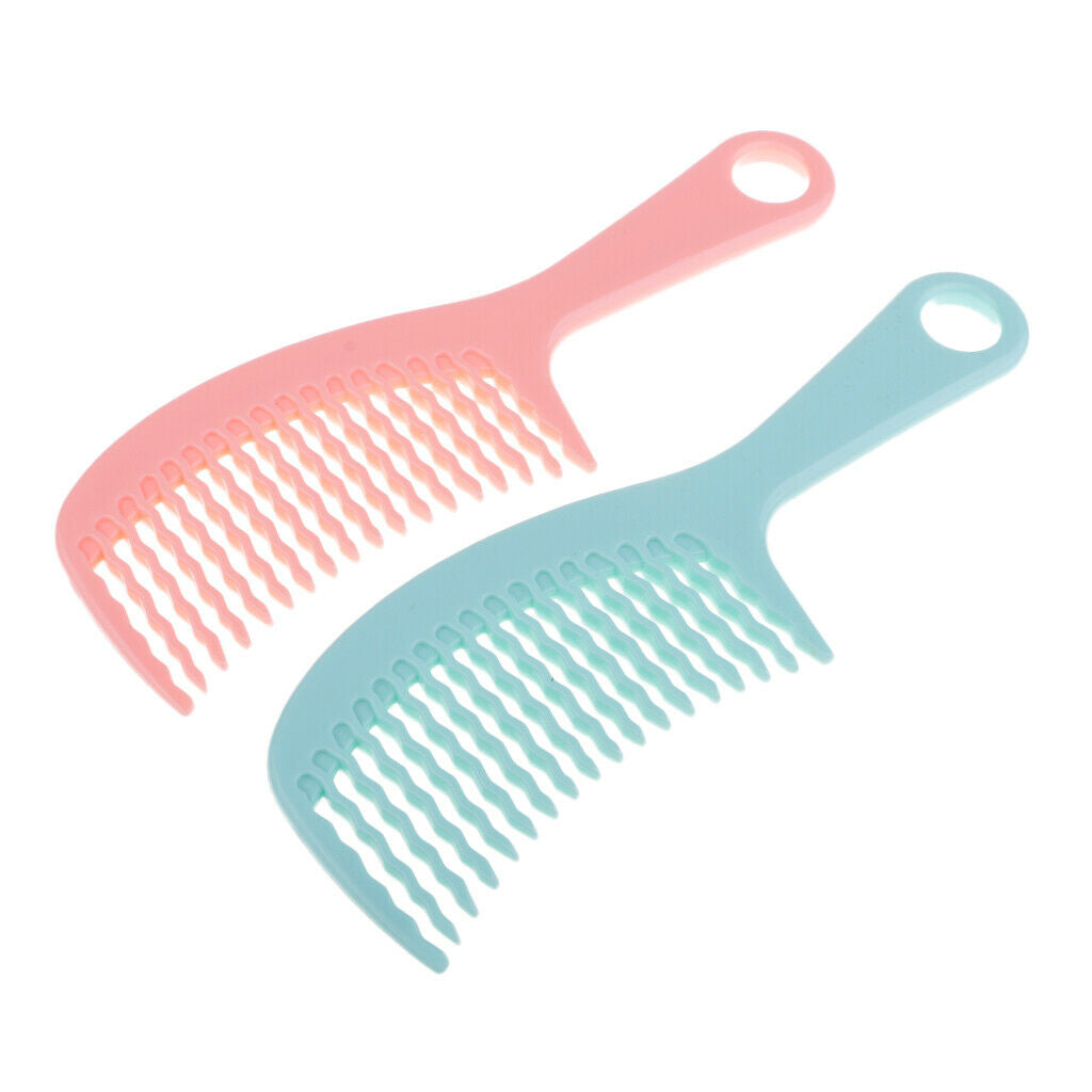 2x Pro Hair Brush Detangling Hairdressing Curved&Wavy Wide Teeth Salon Combs