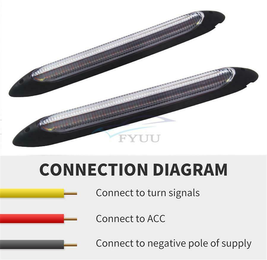 15.5cm Car DRL LED Angel Eye Sequence Flow Turn Signal Bar White/Amber DC 12V