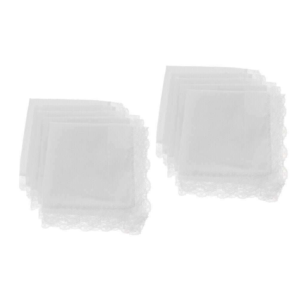 10x 100% Pure Cotton White  Square Hankies Handkerchief For Sporting
