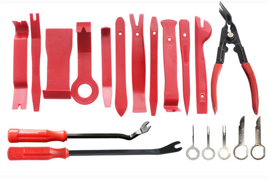 19Pcs Fastener Trim Panel Removal Tools Clip Plier Set Fastener Remover RED