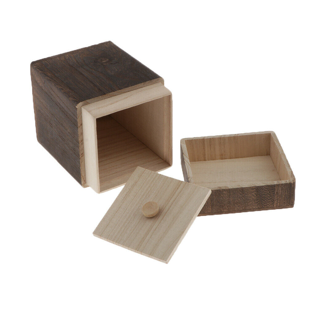 Retro Solid Wood Single Slot Lidded Loose Tea Box Storage Holder Chest Gift