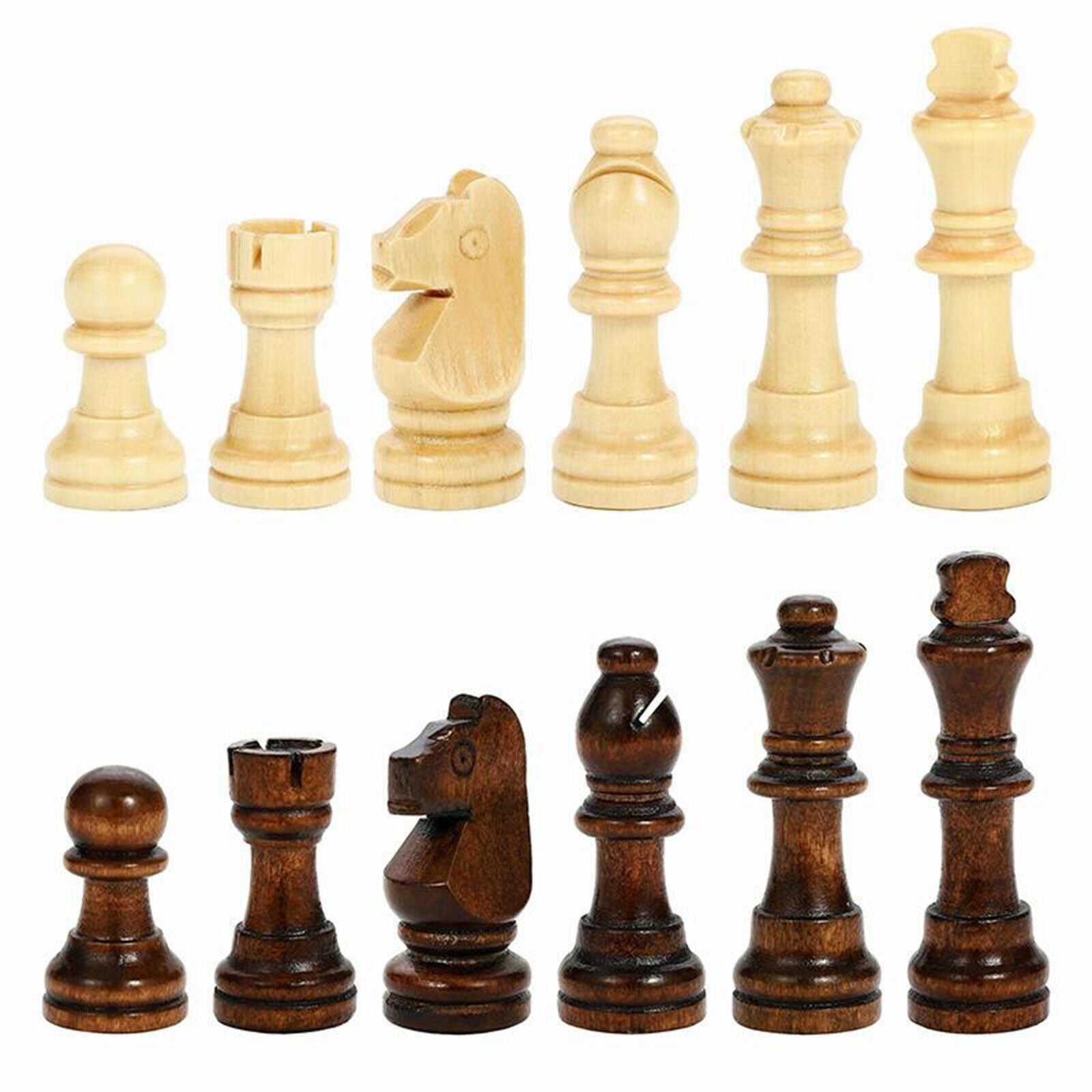 Travel Folding Magnetic Wooden Chess Kit 34cm Chessboard w/ Extra 2 Queens
