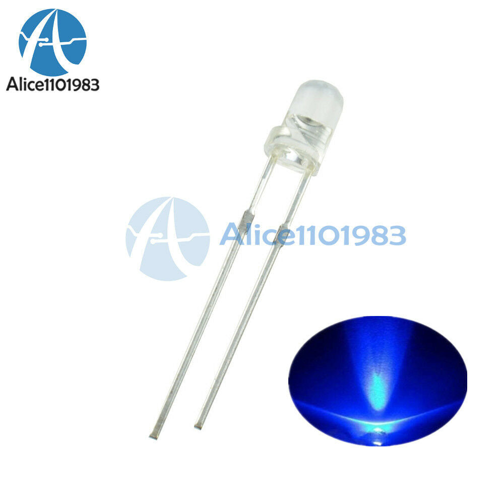 500PCS 3MM Blue 5000MCD Round  Water Clear LED Light