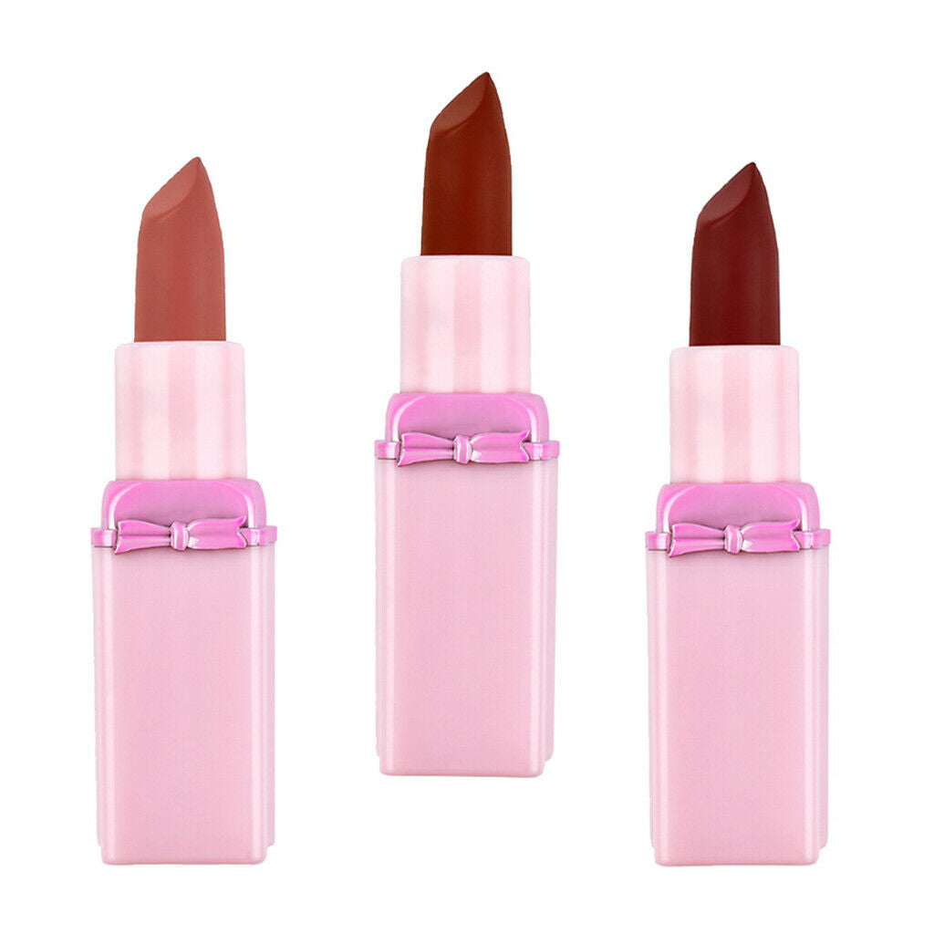 3x Non-sticky Matte Smooth Red Lip Stick Set Moisturizing Lipstick Lip Color