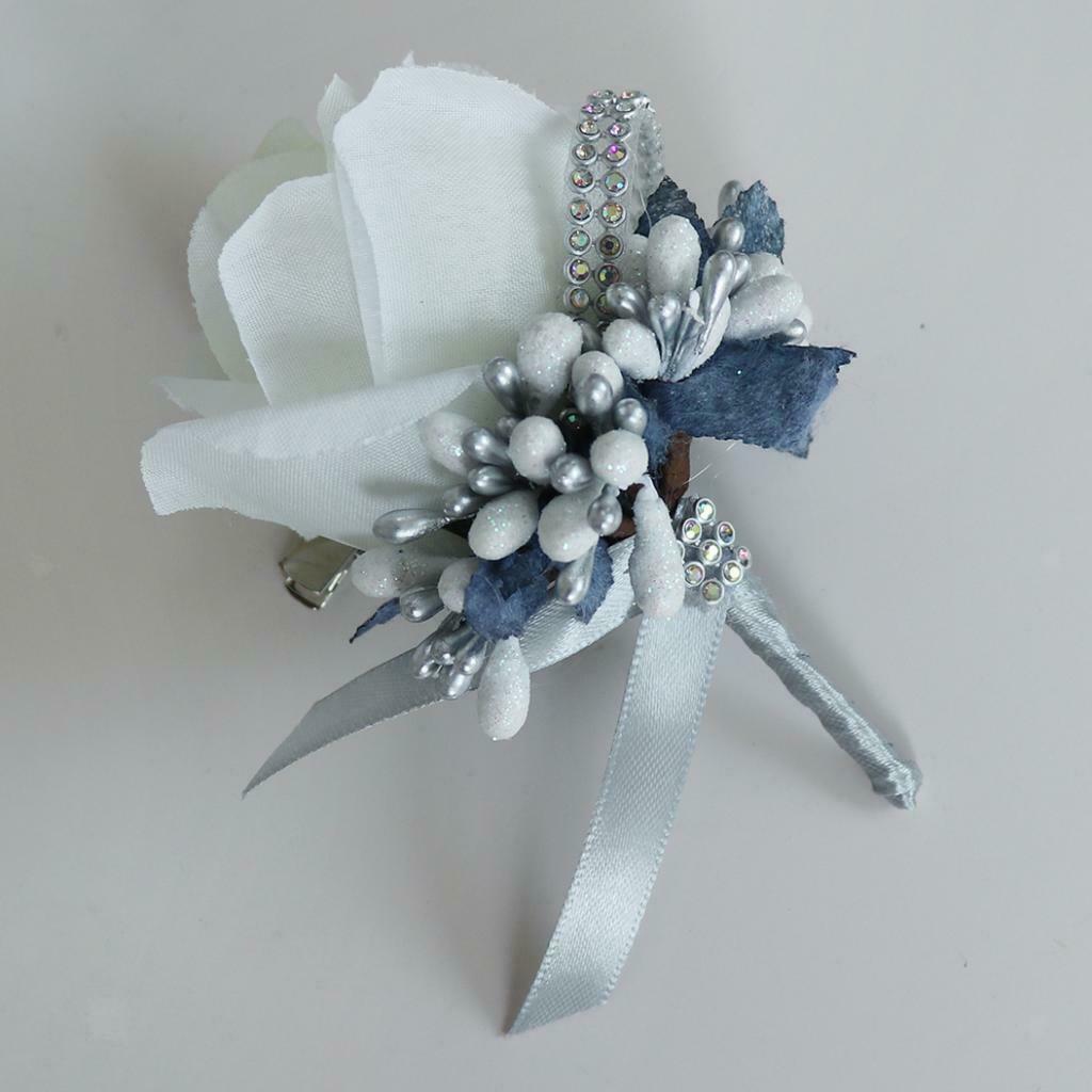 Artificial Rose Flowers Brooch Pin Suit Corsage Wedding Boutonniere Party Decor