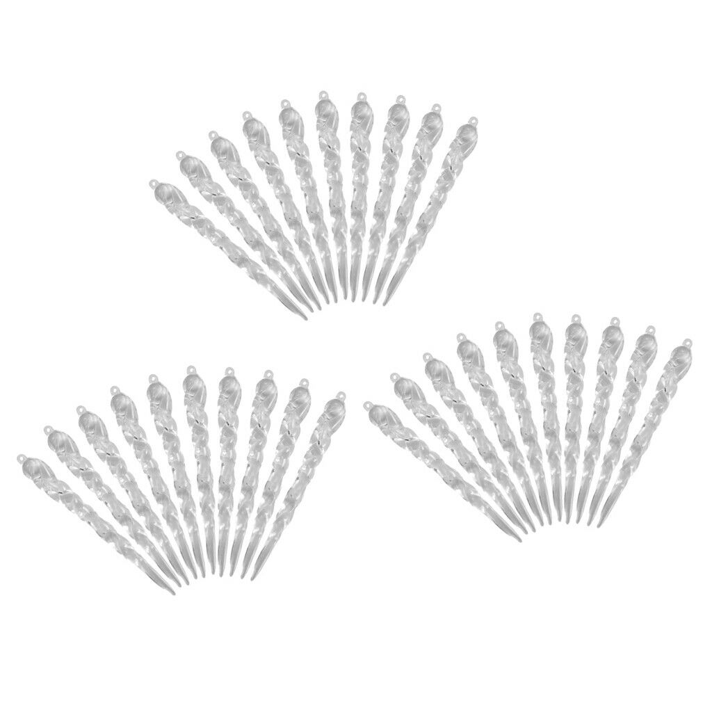 30Pieces Clear Acrylic Icicle Pendants Christmas Ornaments Icicle Decorations