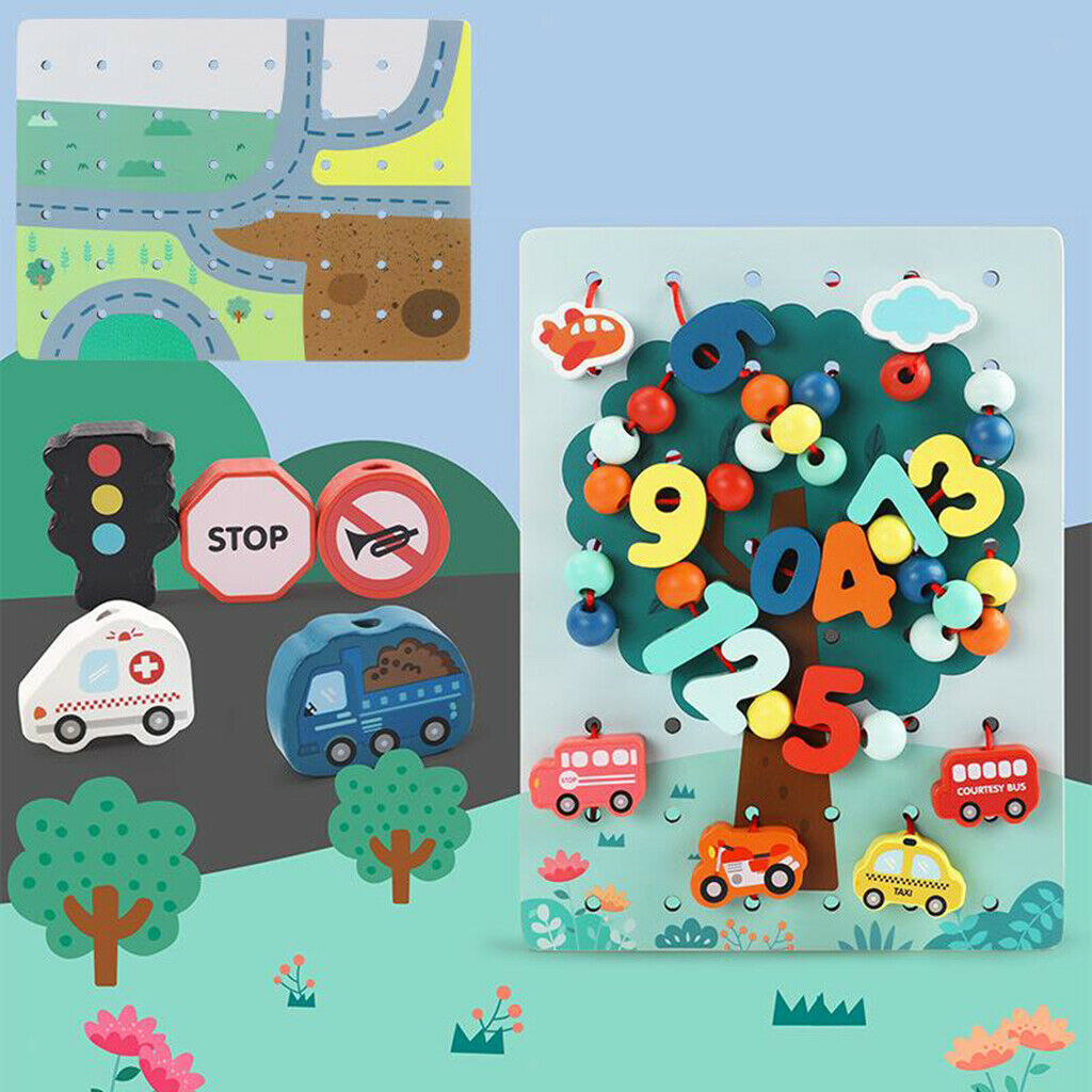 70 Pieces Cartoon Stringing Threading Beads Game for Toddlers Boys Girls