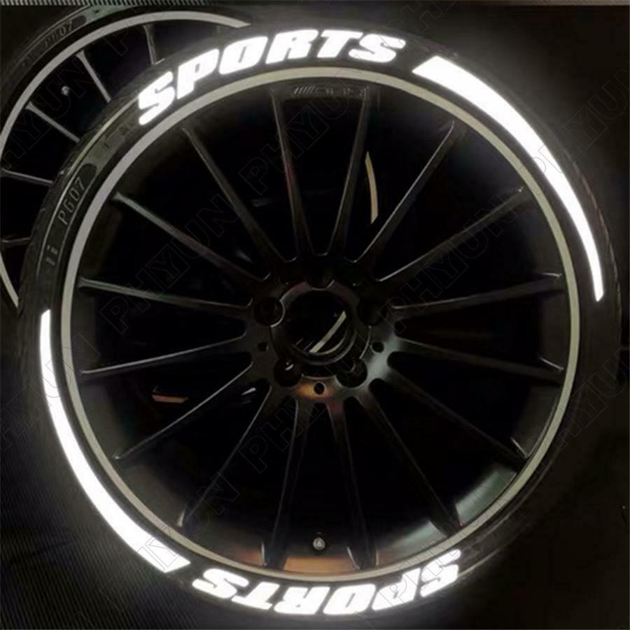 8 Groups Sports Blade Night Reflective Permanent Lettering Wheel Tire Stickers