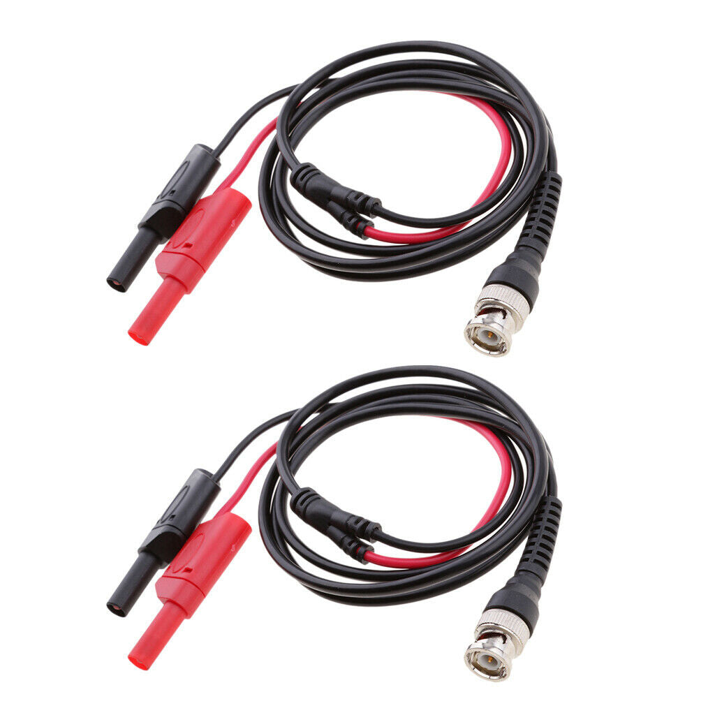 2pc BNC Q9 To Dual 4mm Stackable Shrouded Plug Test Leads Probe Cable